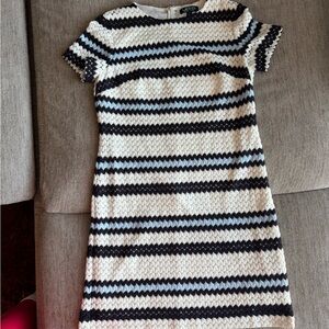 Ralph Lauren Black and Cream Striped Midi Dress